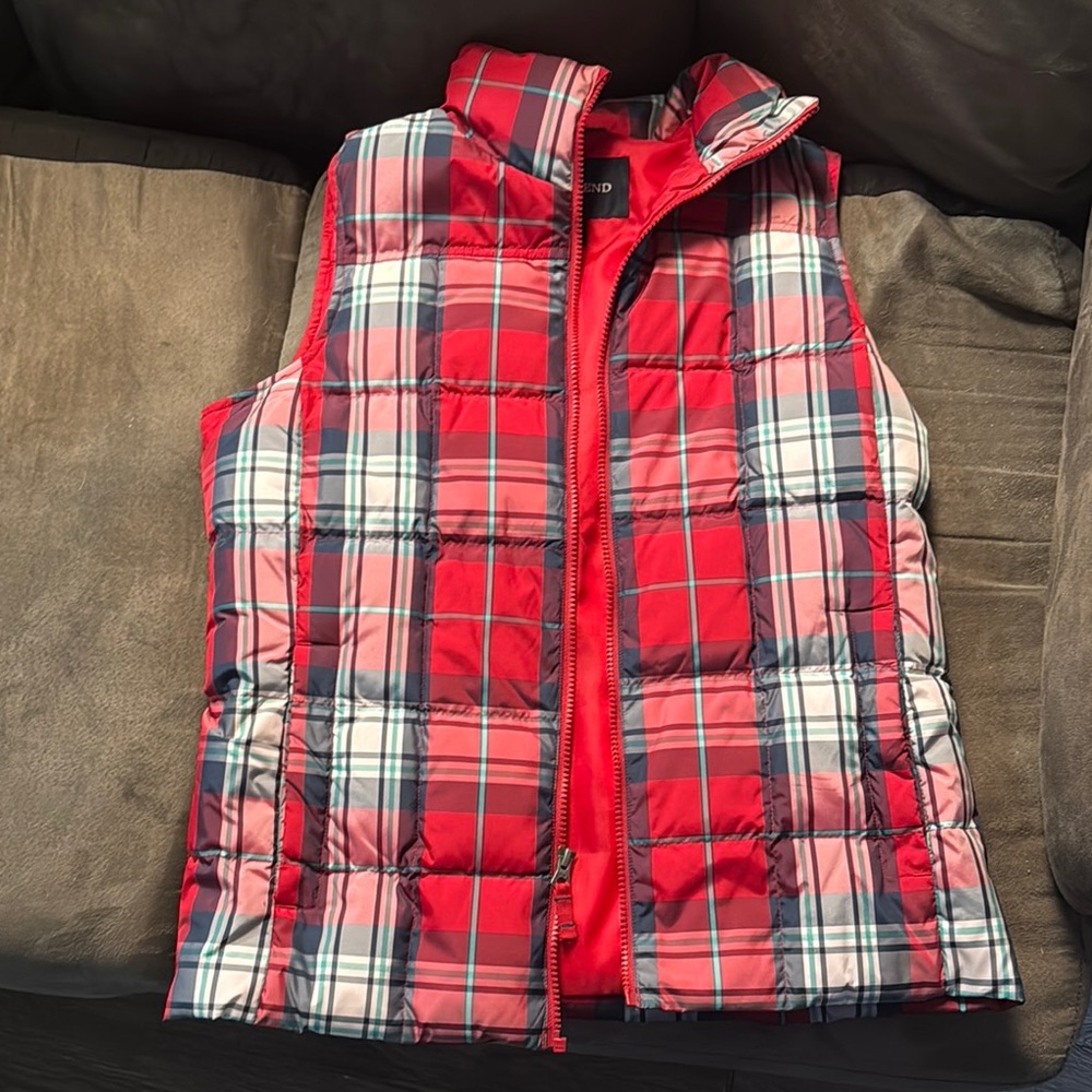 Red Plaid Puffer Vest